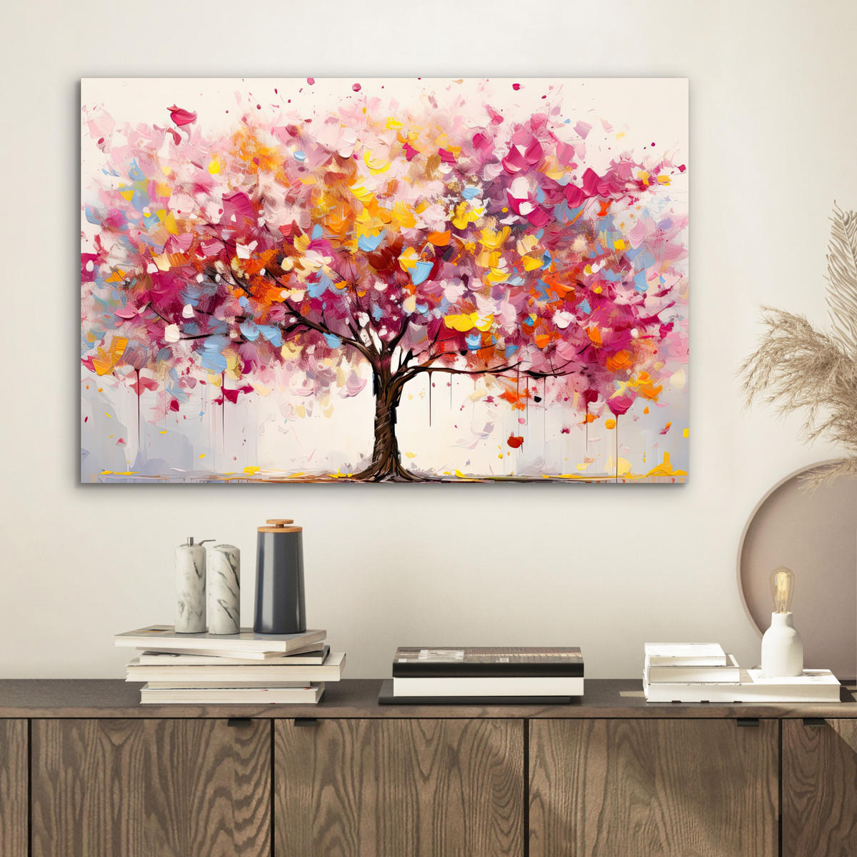 METALLBILD Aquarell - Baum - Kunst - Abstrakt 60x40 cm - Multicolor, Metall (60/40cm) - MuchoWow