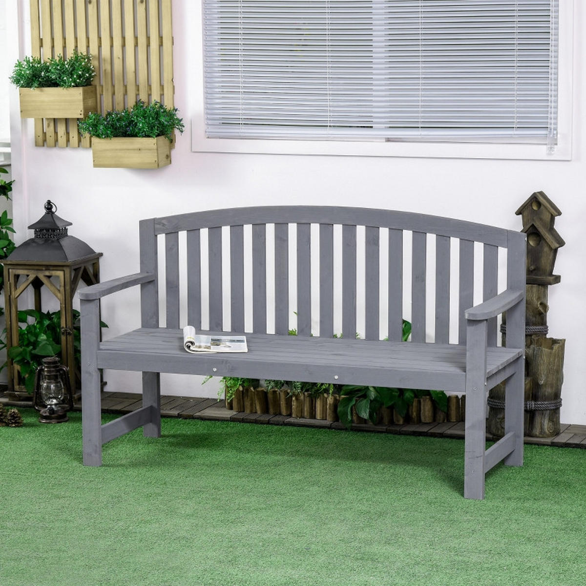 GARTENBANK 2 Sitzer Holz 143x51x85 cm grau - Grau, Holz (143/85/51cm) - LEBENLANG