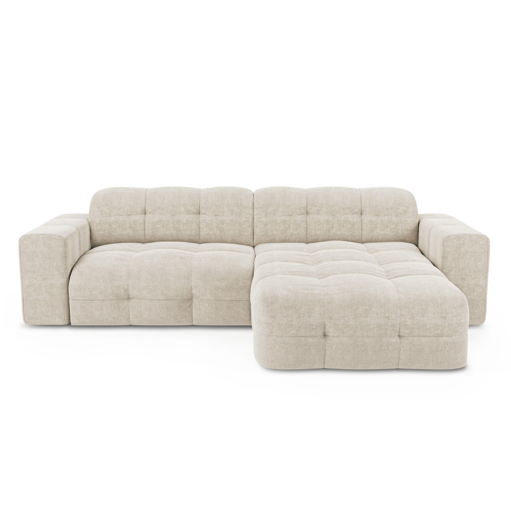 ECKSOFA RECHTS Samt Creme 230cm - Creme, Textil (230/155cm) - Sia Home