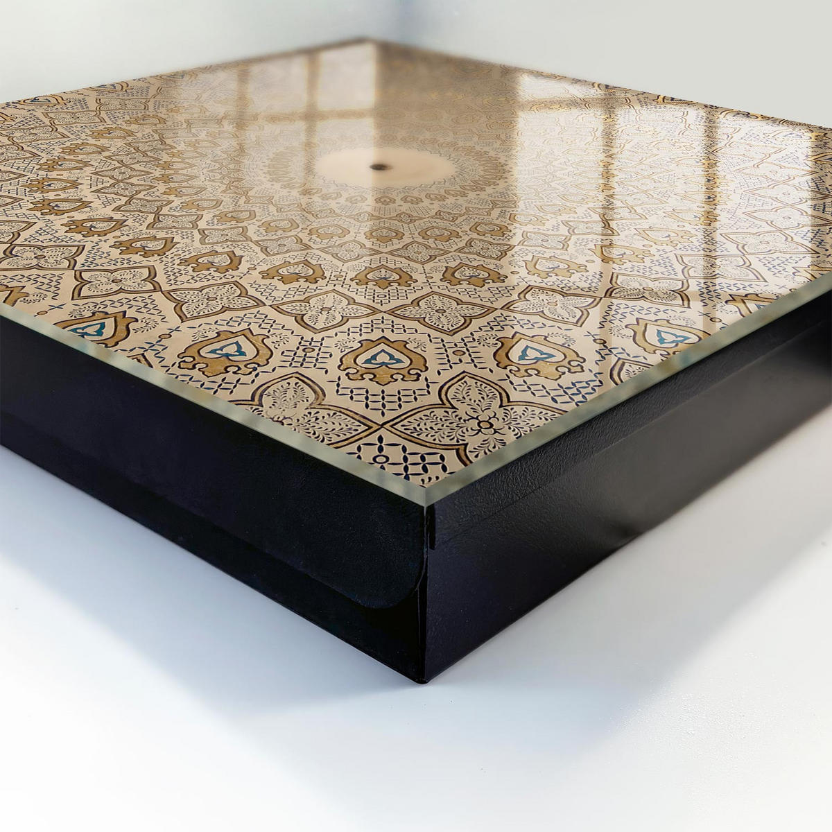 SCHLÜSSELBOX Schwarz 30x30 cm- Türöffnung nach rechts - Dekorative Mandala - Beige, Metall (30/30/5cm) - TULUP