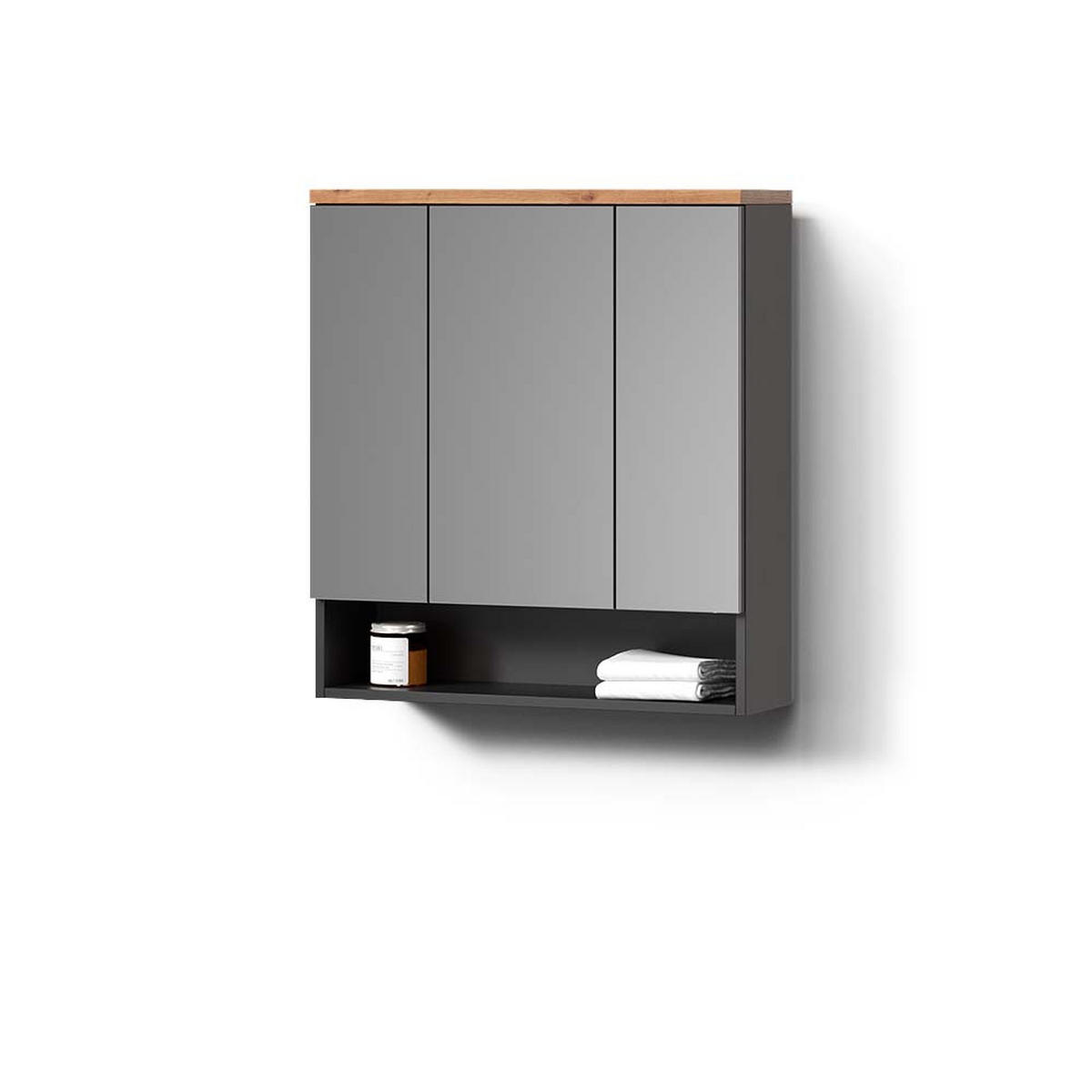BADSPIEGELSCHRANK Tanaro Anthrazit 70 x 77.5 cm - Anthrazit, Holzwerkstoff (70/77.5/21.7cm) - Livinity®