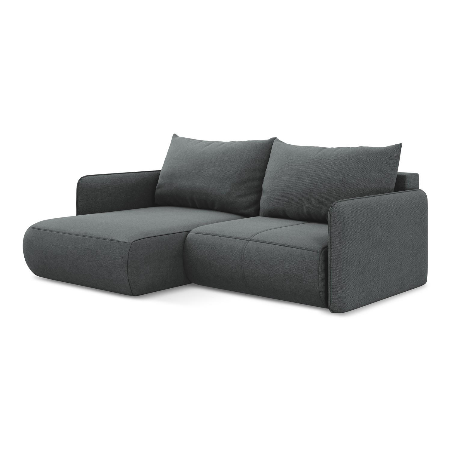 ECKSOFA mit Schlaffunktion Strukturstoff Stoff Grau - Schwarz/Grau, Kunststoff/Textil (148/207cm) - LaMiaSofa