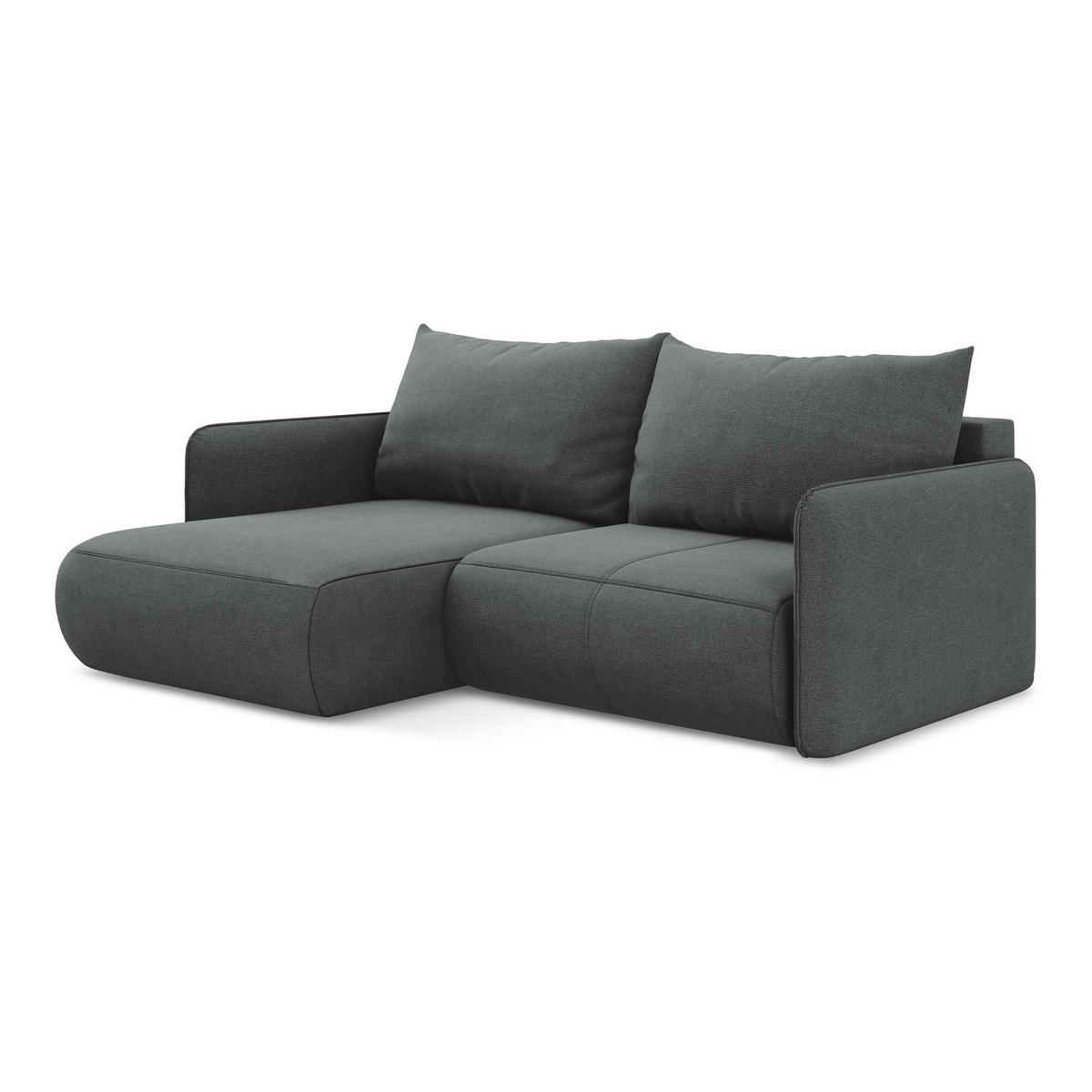 ECKSOFA mit Schlaffunktion Strukturstoff Stoff Grau - Schwarz/Grau, Kunststoff/Textil (148/207cm) - LaMiaSofa