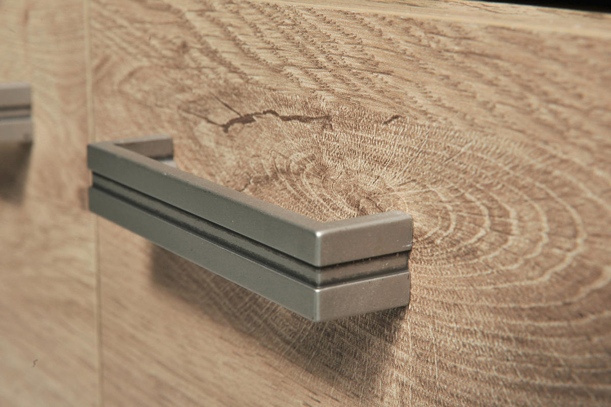 SCHREIBTISCH BALESTRAND N16 Ausziehbares Regal Eiche - Eichefarben/Silberfarben, Glas/Holzwerkstoff (60/120/78cm) - Komodee