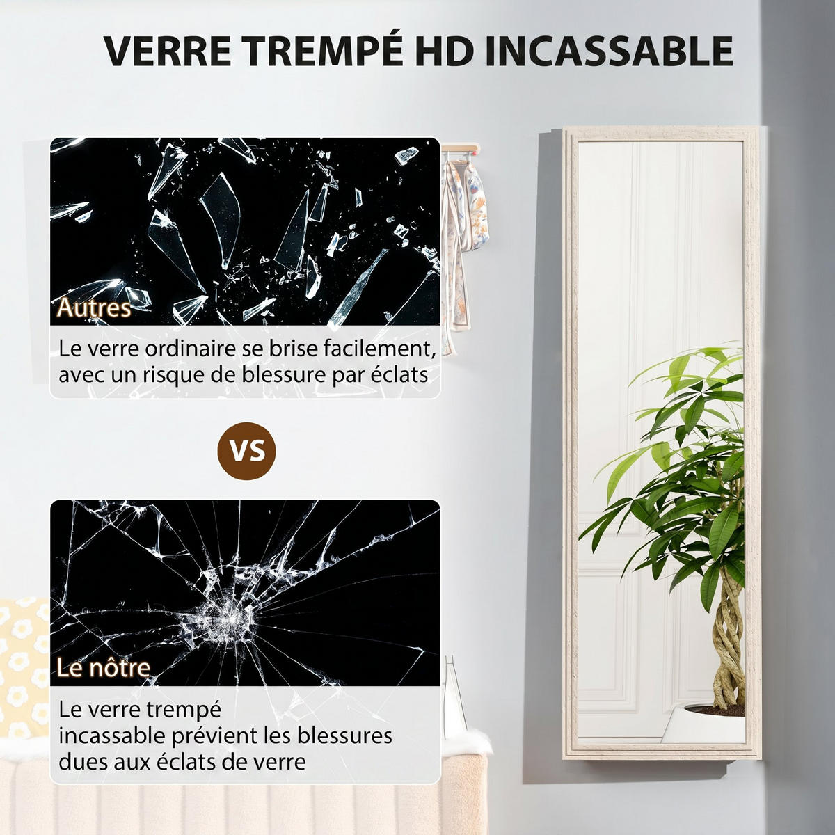 STANDSPIEGEL DE-17948 Weiß - Weiß, Glas (50/160/4cm) - ComfortXL