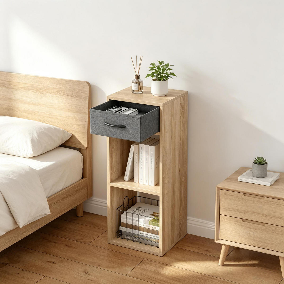 BÜCHERREGAL Grau/Eichefarben 1 Schublade 2 offene Fächer 32/30/80 cm - Grau, Holzwerkstoff (32.4/80/30cm) - PANGIVO
