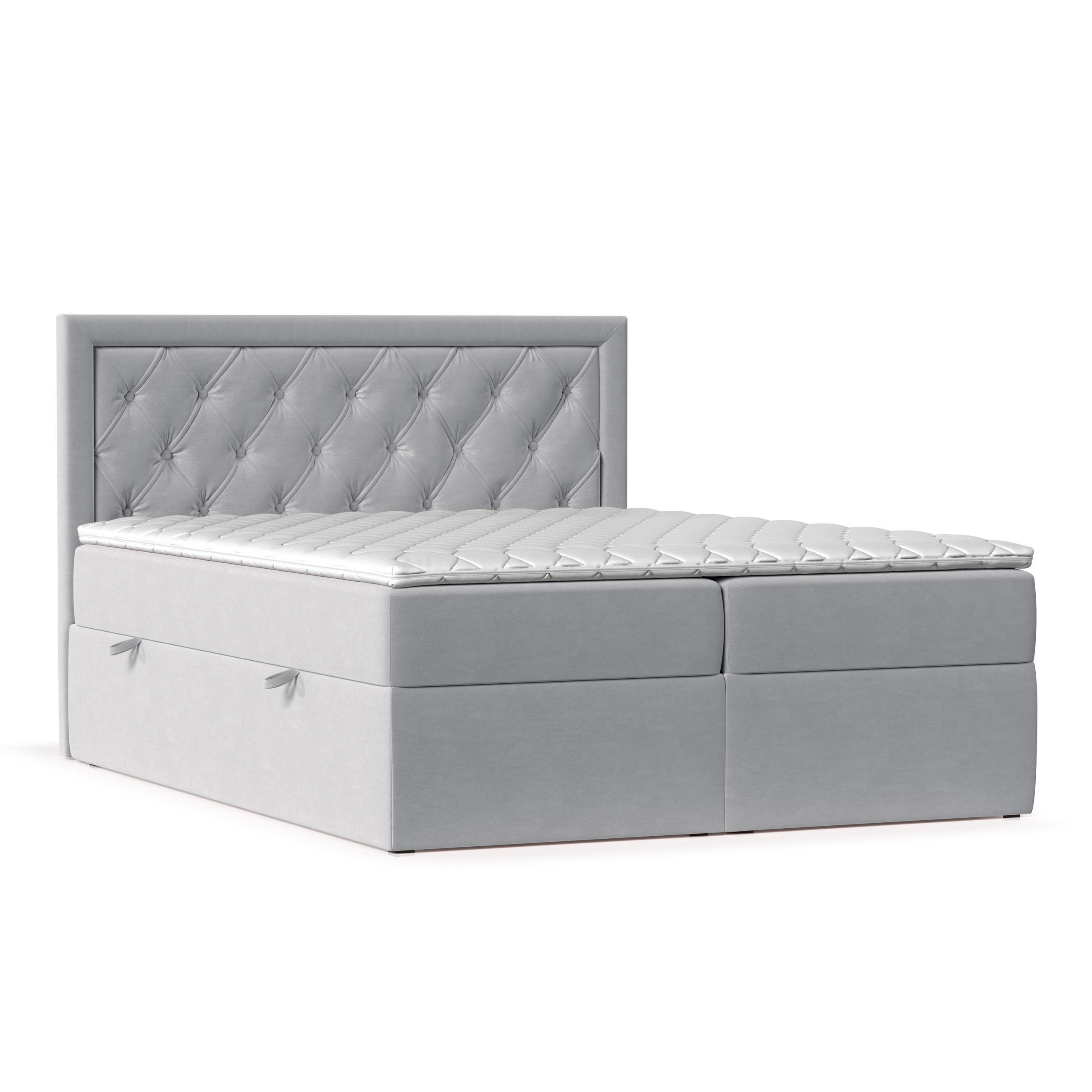 BOXBETT Maestro Grau 180/200 cm mit Bonellmatratze und Topper - Schwarz/Grau, Holz/Holzwerkstoff (180/200cm) - Maison de Reve