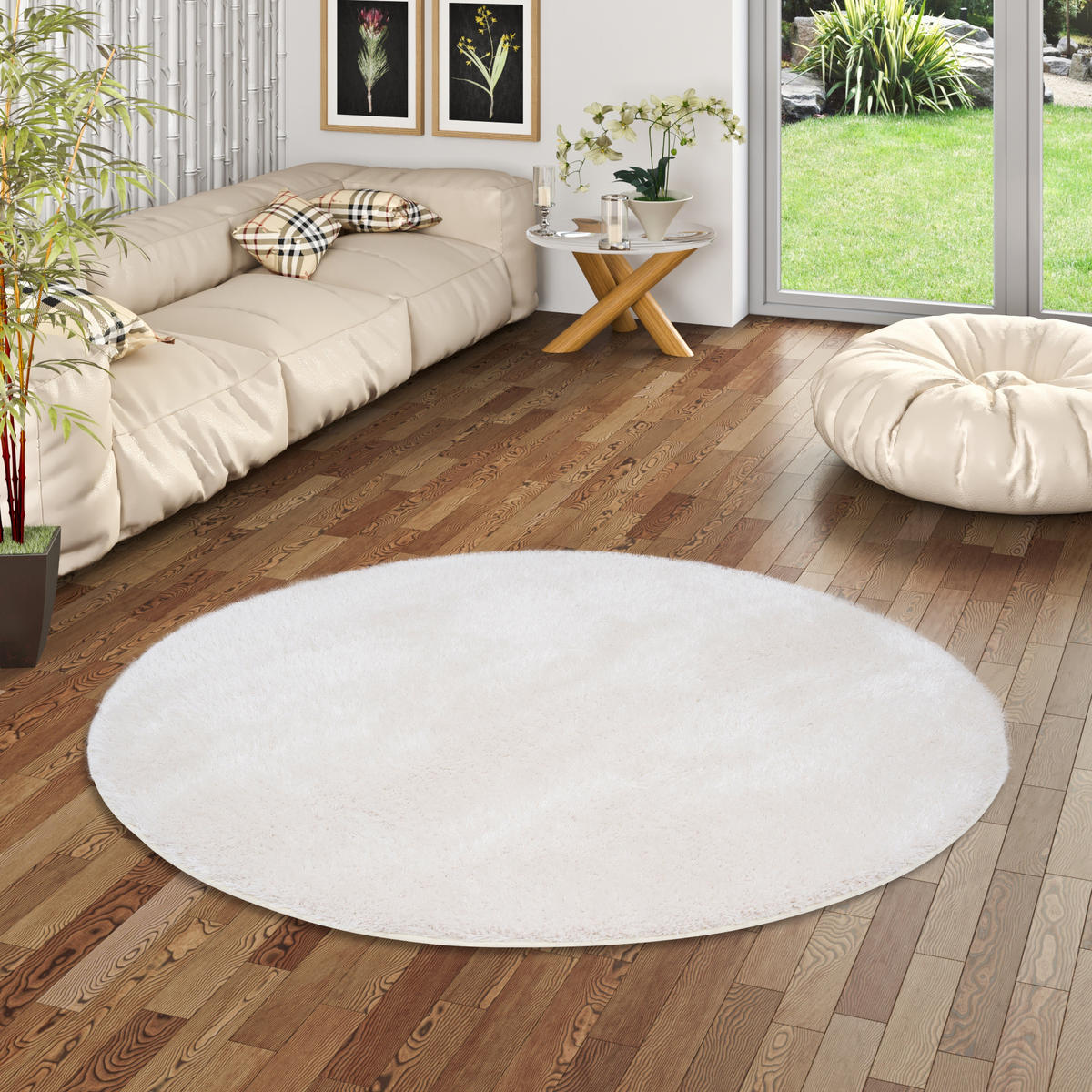 HOCHFLOR SHAGGY TEPPICH FEELING MIX RUND - Weiß, Textil (133/133cm) - Snapstyle