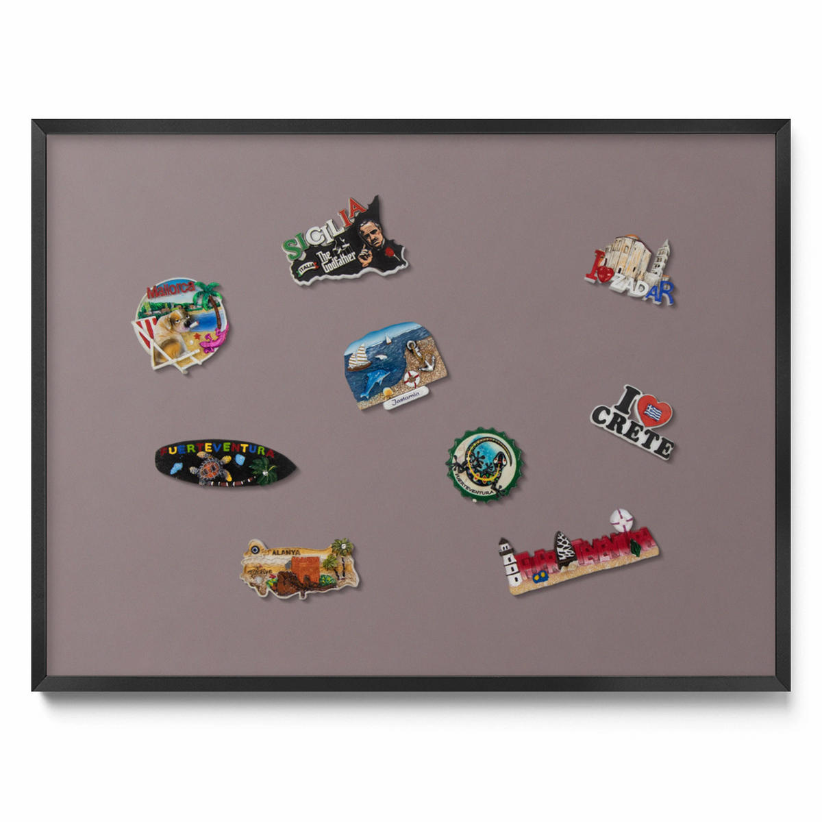 MAGNETTAFEL 80x60 cm Schwarzer Rahmen Hellbraun - Akaziefarben, Metall (80/60/0.4cm) - TULUP