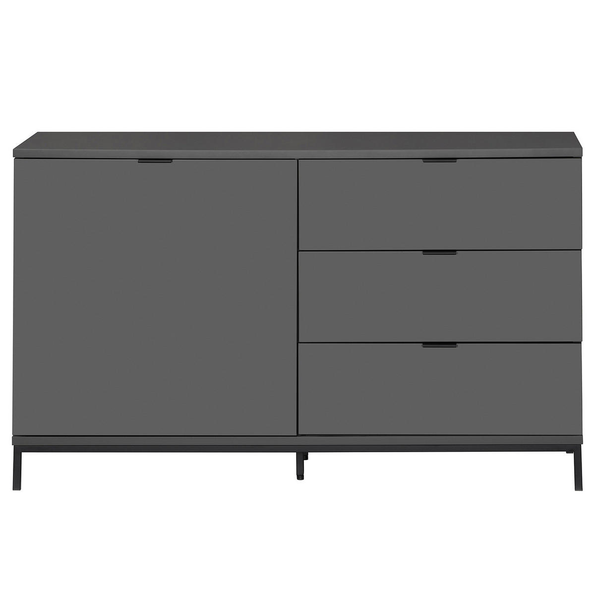 KOMMODE - Metall / MDF - 120 cm - Dunkelgrau/Schwarz, Holzwerkstoff/Metall (120/74/40cm) - home24