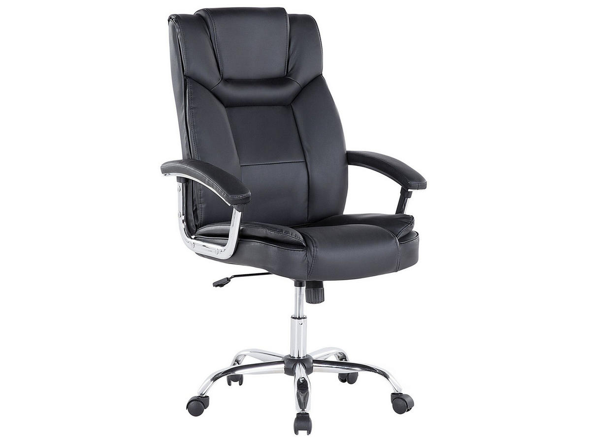 BÜROSTUHL Kunstleder Schwarz Advance - Schwarz, Kunststoff/Textil (60/100/60cm) - Beliani