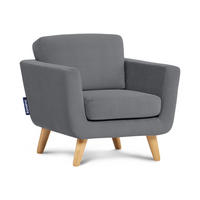 SESSEL TAGIO Massivholz-Beine, grau - Braun/Grau, Buchenholz/Textil (86/80/88cm) - KONSIMO®