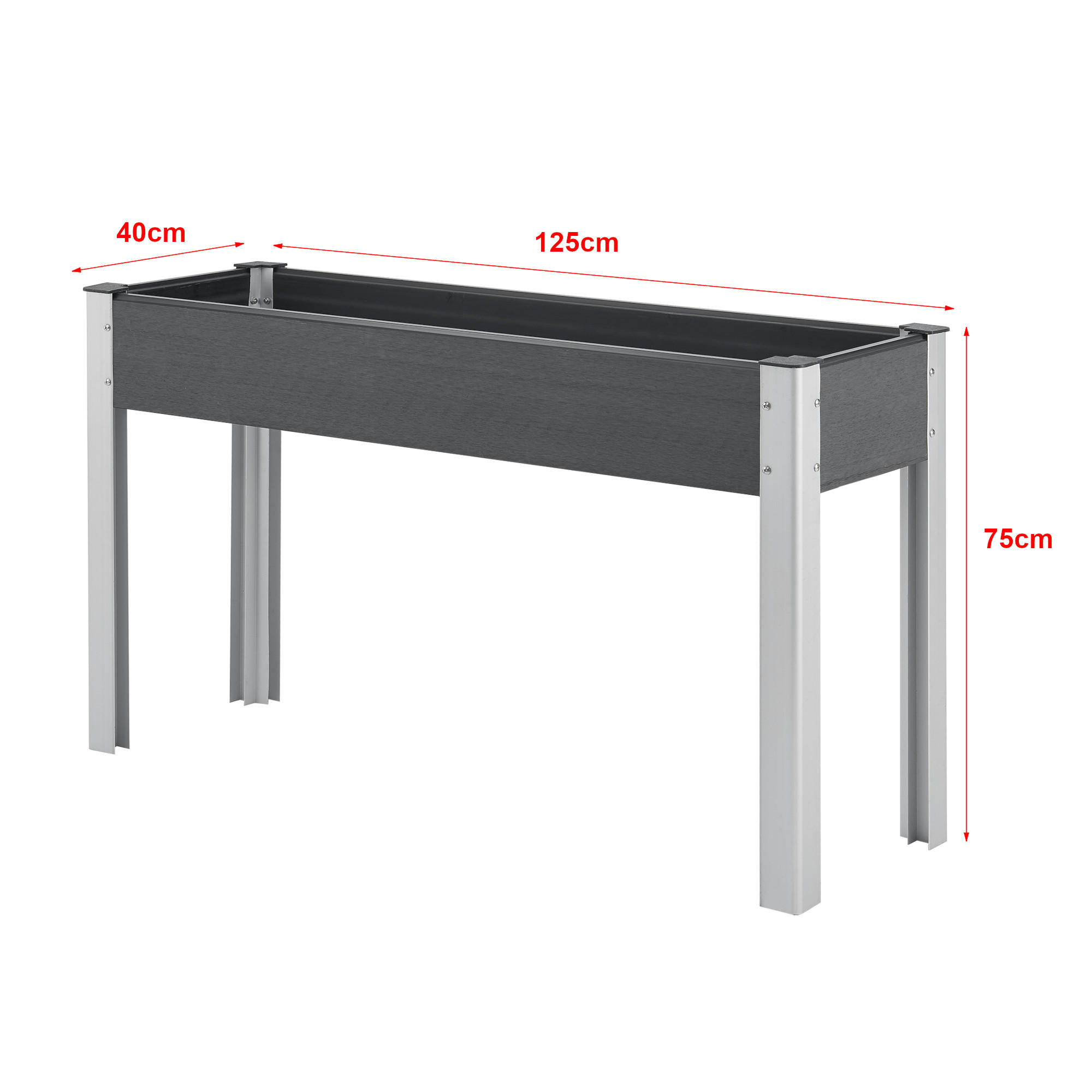 HOCHBEET Beverwijk - Dunkelgrau, Metall (125/75/40cm) - [en.casa]