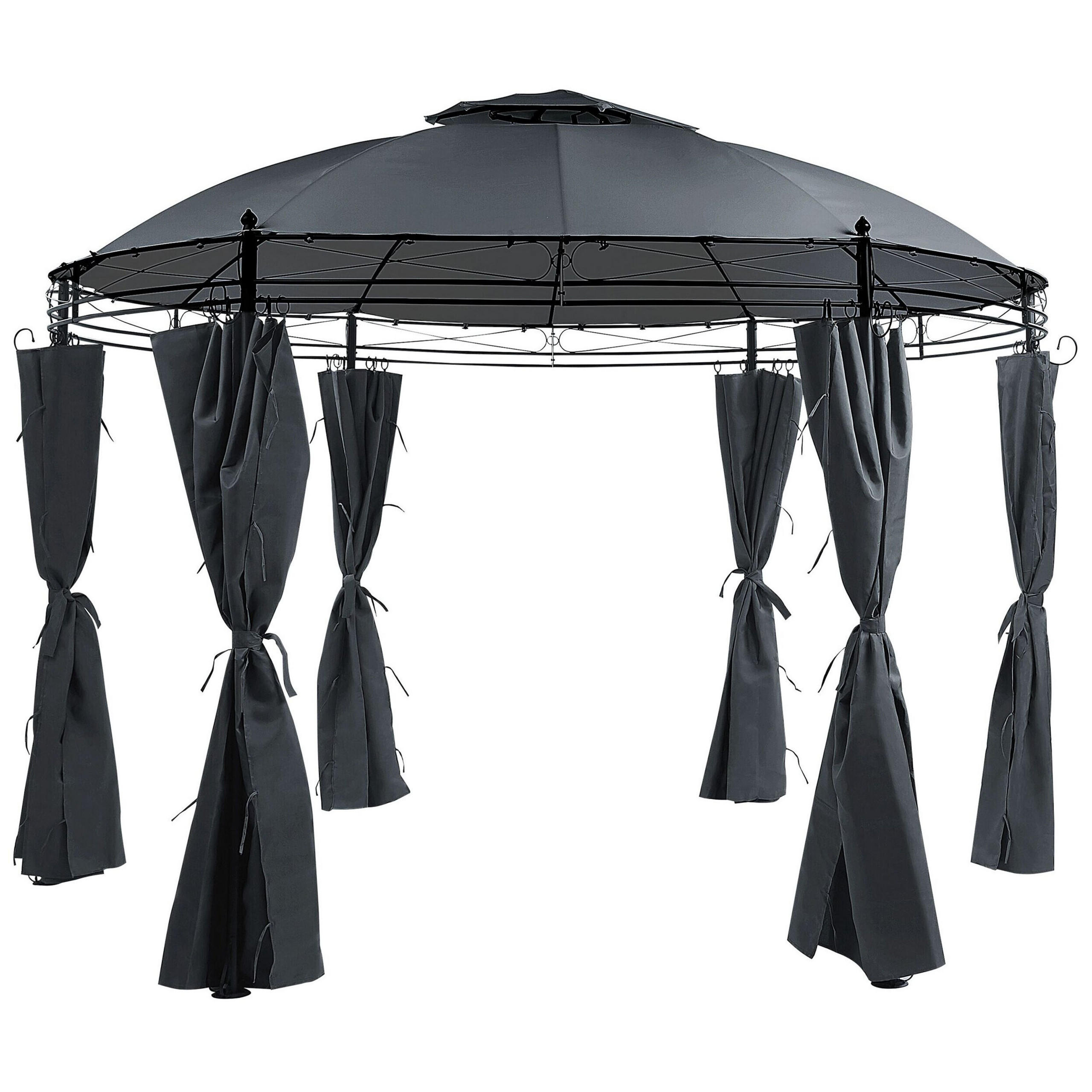 PAVILLON Stahl graphitgrau ⌀ 368 cm Safara - Schwarz/Grau, Metall (368/275/368cm) - Beliani