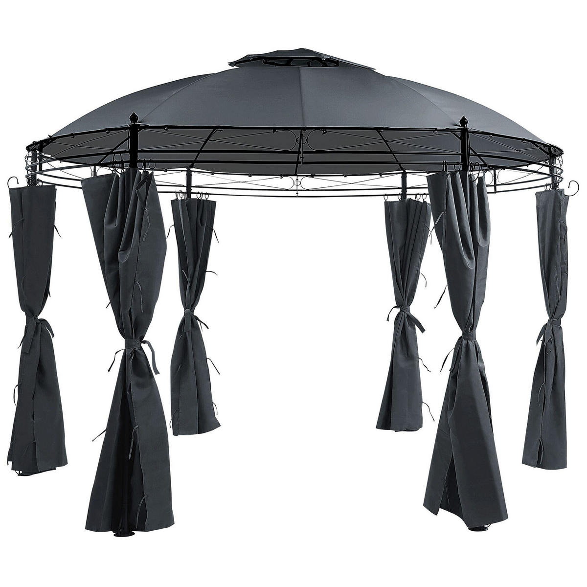 PAVILLON Stahl graphitgrau ⌀ 368 cm Safara - Schwarz/Grau, Metall (368/275/368cm) - Beliani