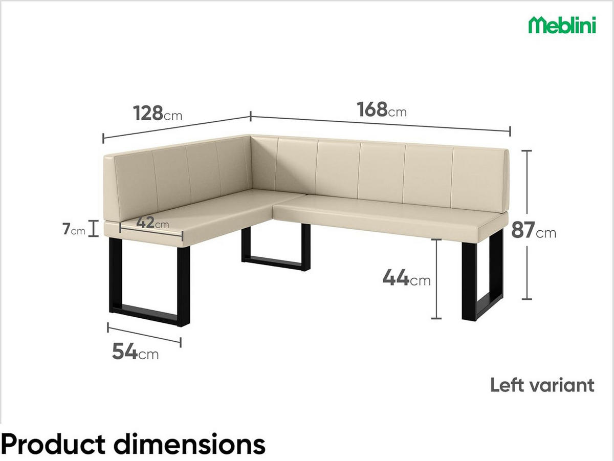 ECKBANK PETER_U - Creme, Leder (128/168cm) - Meblini