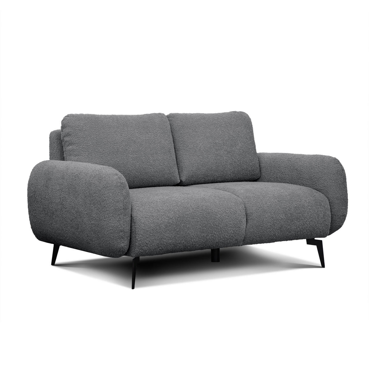 SOFA FEBE 2-Sitzer, dunkelgrau - Dunkelgrau/Schwarz, Holz/Textil (160/82/96cm) - Courtois Laville