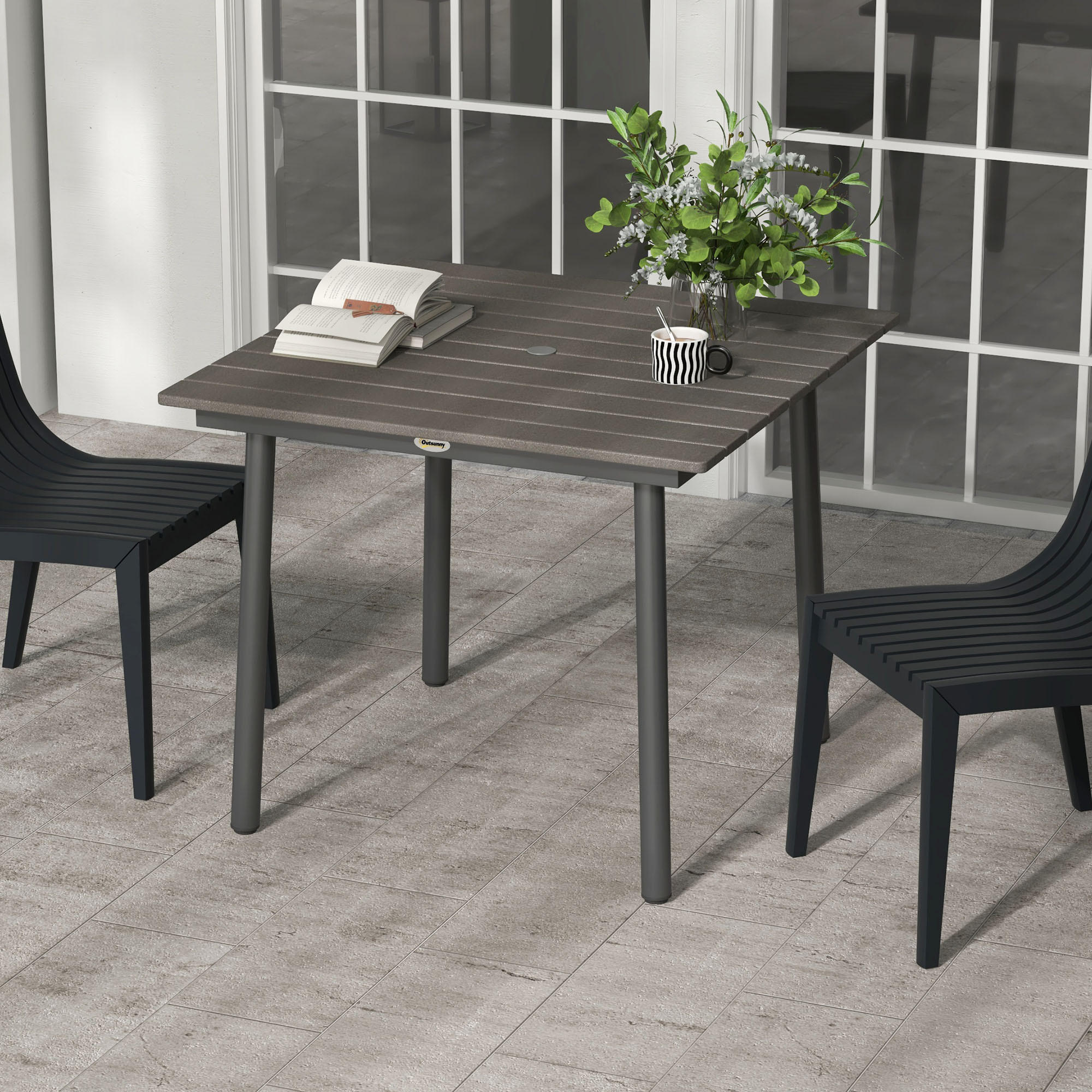 GARTENTISCH, Dunkelgrau, Aluminium - Dunkelgrau, Kunststoff/Metall (90/90/75cm) - Outsunny
