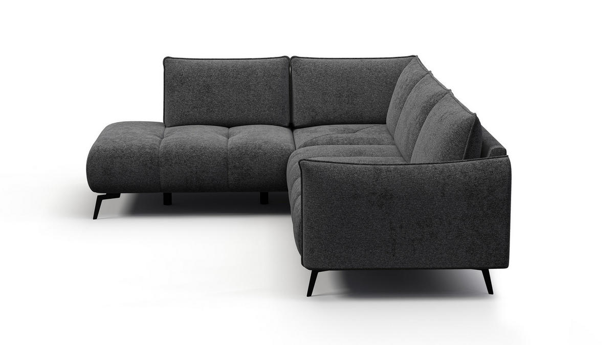 ECKSOFA AERA 5-Sitzer links, dunkelgrau - Dunkelgrau/Schwarz, Holz/Textil (268/206cm) - Courtois Laville