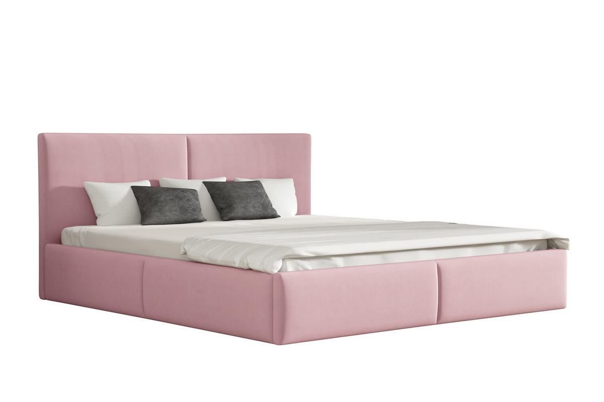 POLSTERBETT Bergen Magic Velvet Komplett - Rosa, Holzwerkstoff/Textil (160/200cm) - Fun Möbel