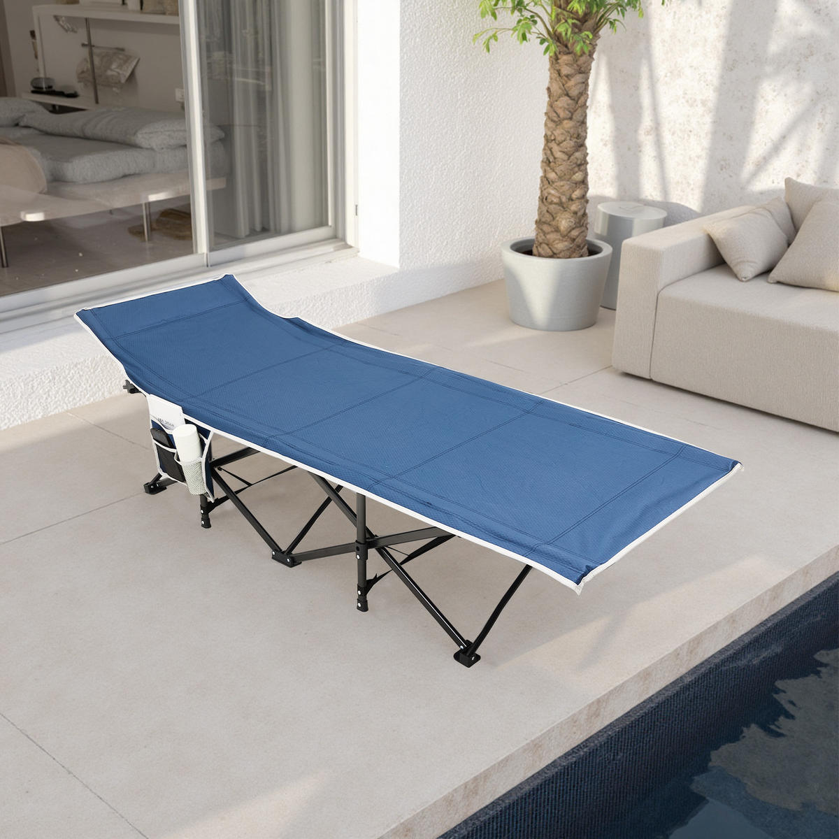 CAMPINGBETT Feldbett für Camping und Mittagspause in Schwarz Klappbar Platzsparend Robust und Langlebig 190 x 71 x 37 cm 6,78 kg - Blau, Metall - Livingandhome
