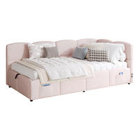 POLSTERBETT aus Samt 90x200 cm in Rosa mit Stauraum & USB - Rosa, Textil (90/200cm) - Modfu