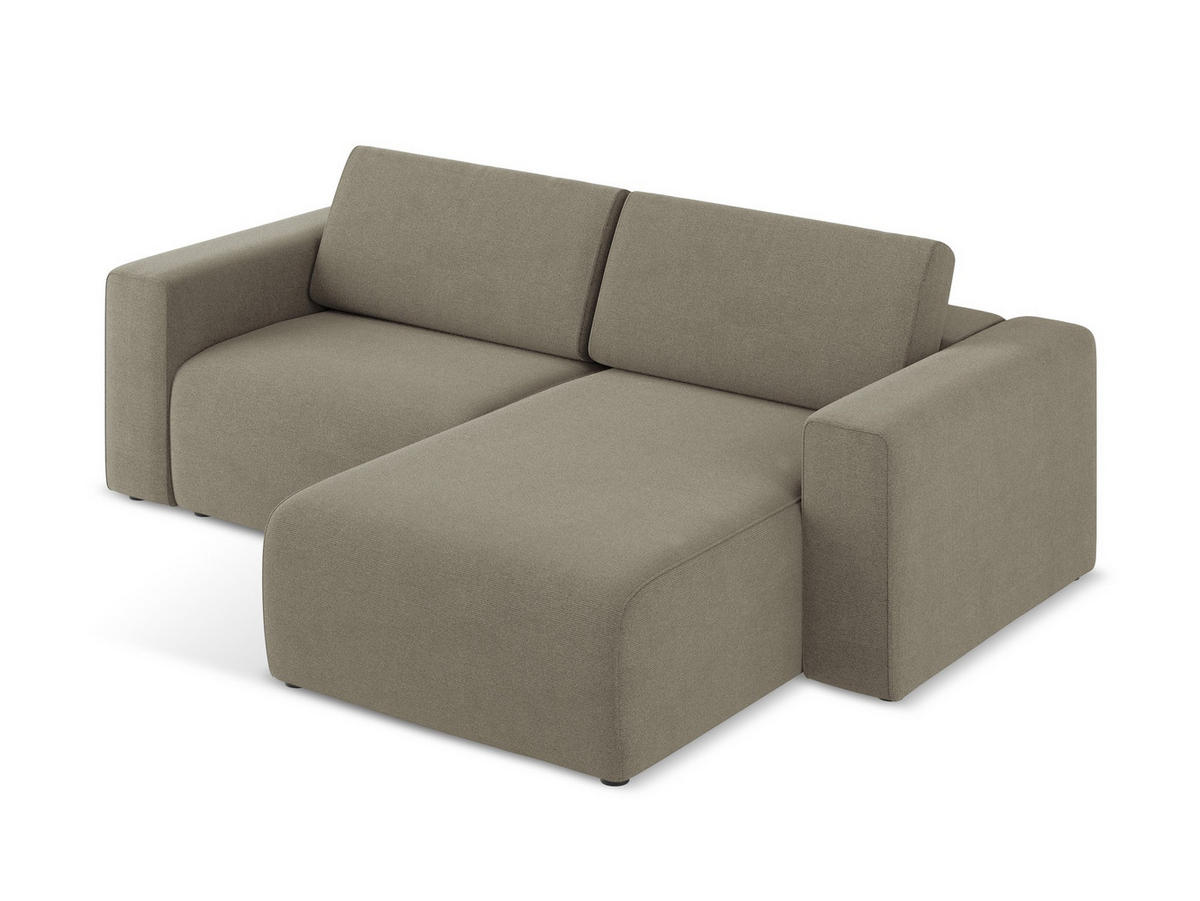 ECKSOFA Rechts Strukturstoff Stoff Beige - Beige/Schwarz, Kunststoff/Textil (224/167cm) - Makamii