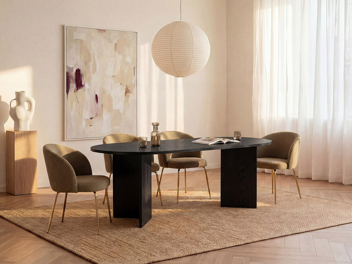 ESSTISCH 8 Personen - Schwarz - TOPANIA - Schwarz, Holz (90/200/74.7cm) - Vente-Unique