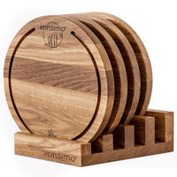 SCHNEIDEBRETT Set mit Halter Hemero 4tlg - Eichefarben, Holz (25/8cm) - KONSIMO®