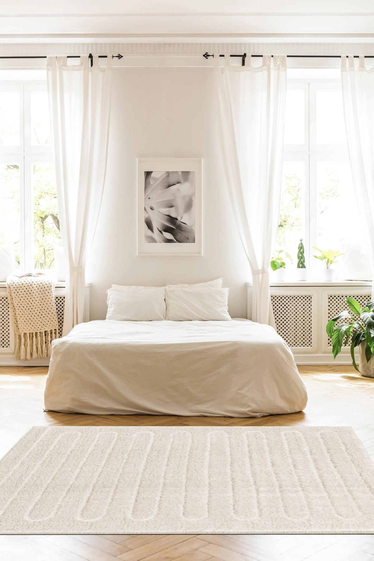 TEPPICH weich mit Relief aus recyceltem Polyester weiss - Weiß, Textil (200/290cm) - AFK Living