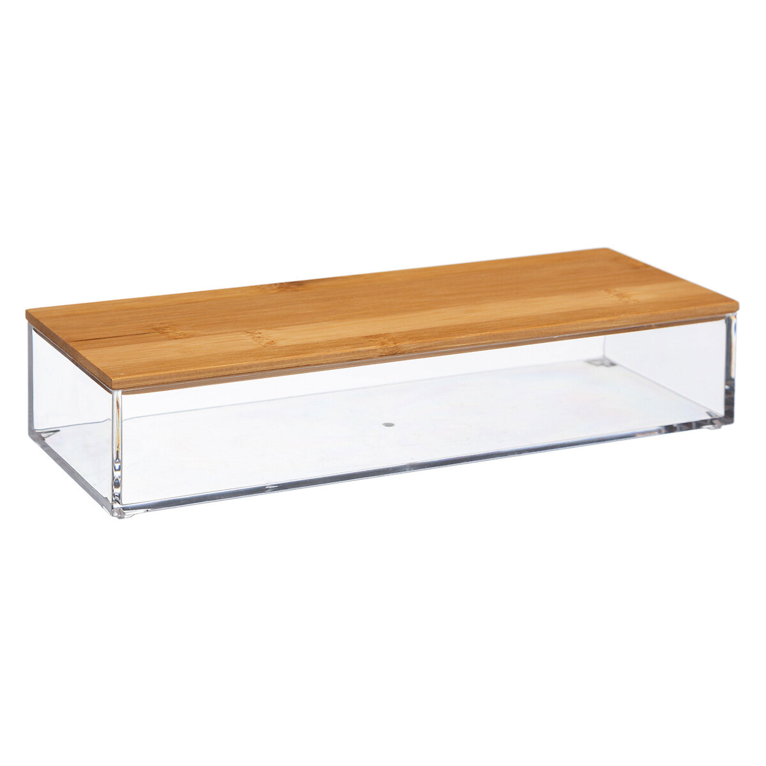 KOSMETIK-AUFBEWAHRUNGSBOX Selena M mit Bambusdeckel, Kunststoff - Multicolor, Kunststoff (9.6/5.35/25.62cm) - 5five Simply Smart