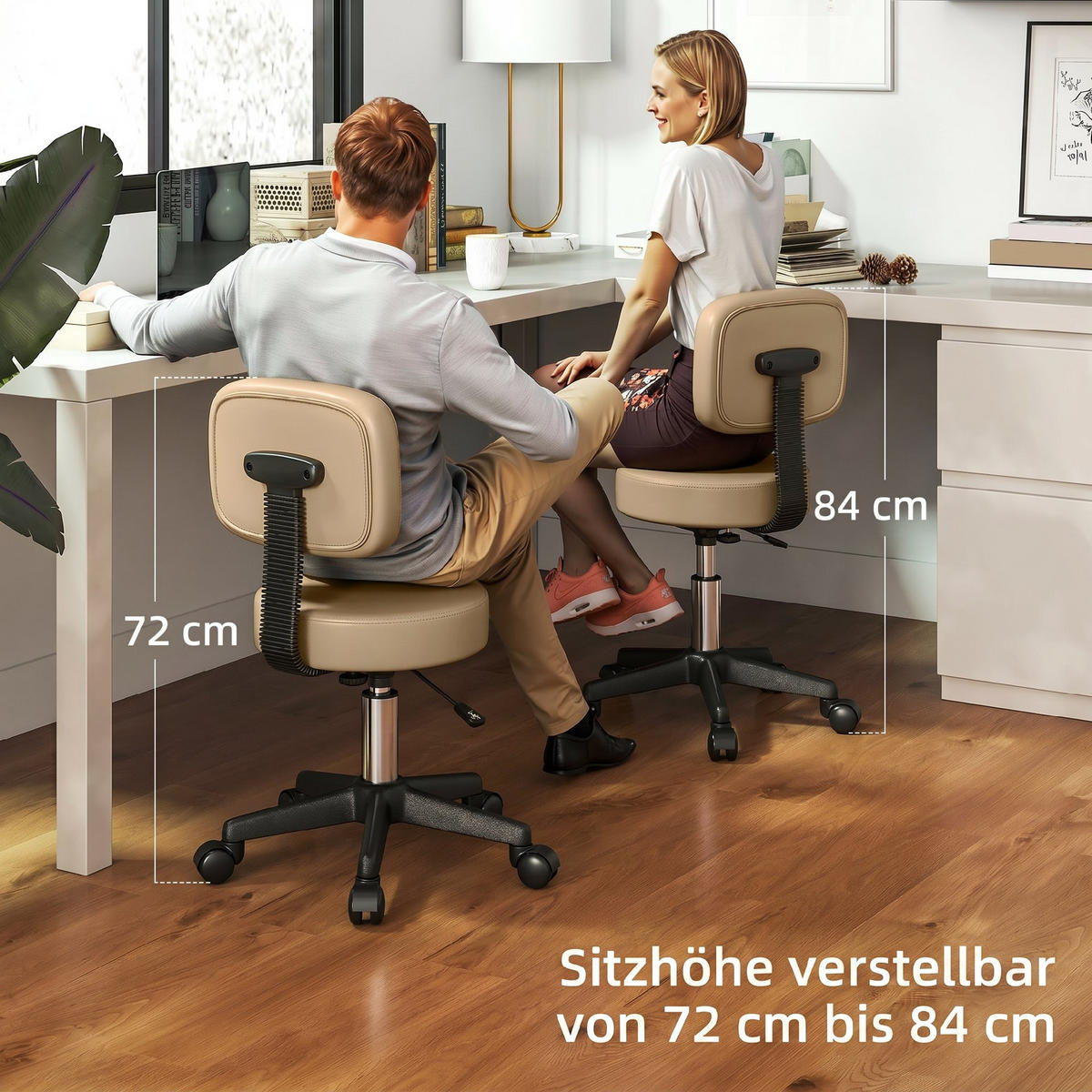 SALONHOCKER Kunstleder, Schaumstoff Braun - Hellbraun, Textil (35/84/35cm) - HOMCOM