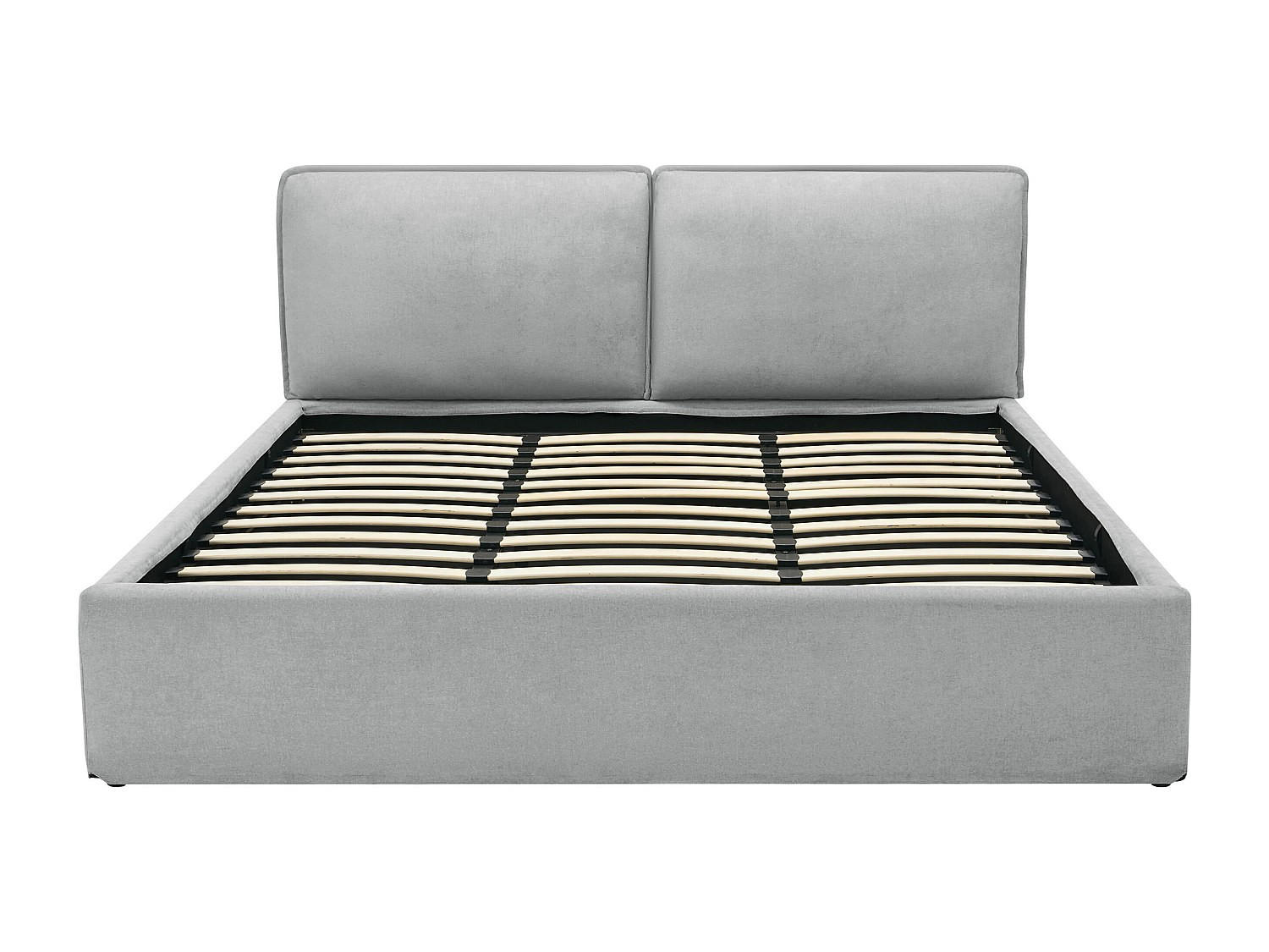 BETT mit Bettkasten - 2 Personen - Stoff - Hellgrau - - Hellgrau, Textil (180/200cm) - Vente-Unique