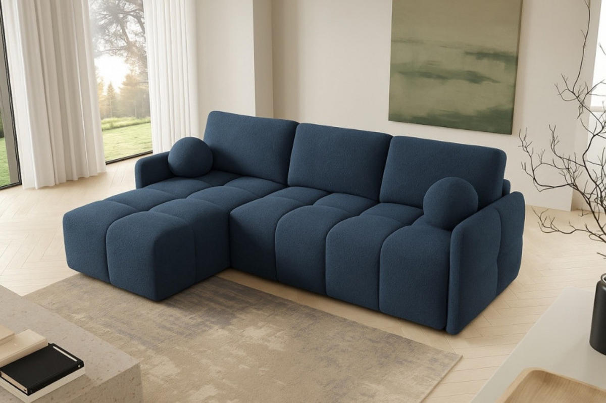 ECKSOFA Granat MONO Mit Schlaffunktion Und Dekokissen Links - Blau, Textil (220/145cm) - Sepro Meble