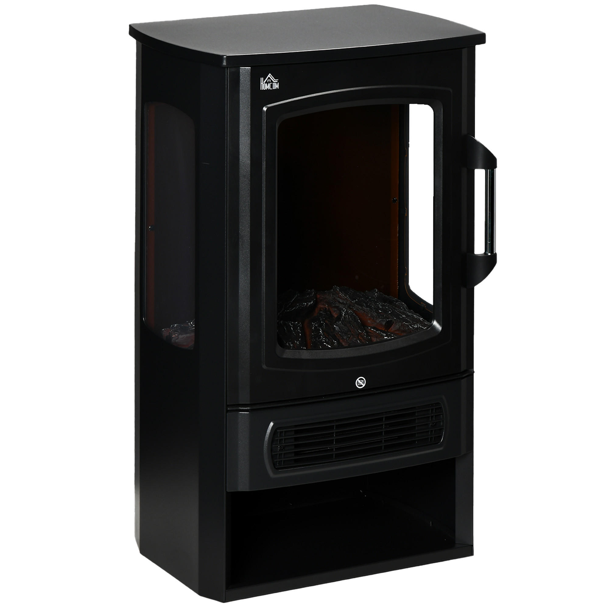 ELEKTROKAMIN, 1000/2000W, mit 2 Heizstufen, Stahl, Schwarz, 44,5 x 32 x 74 cm - Schwarz, Metall (32/74/44.5cm) - HOMCOM