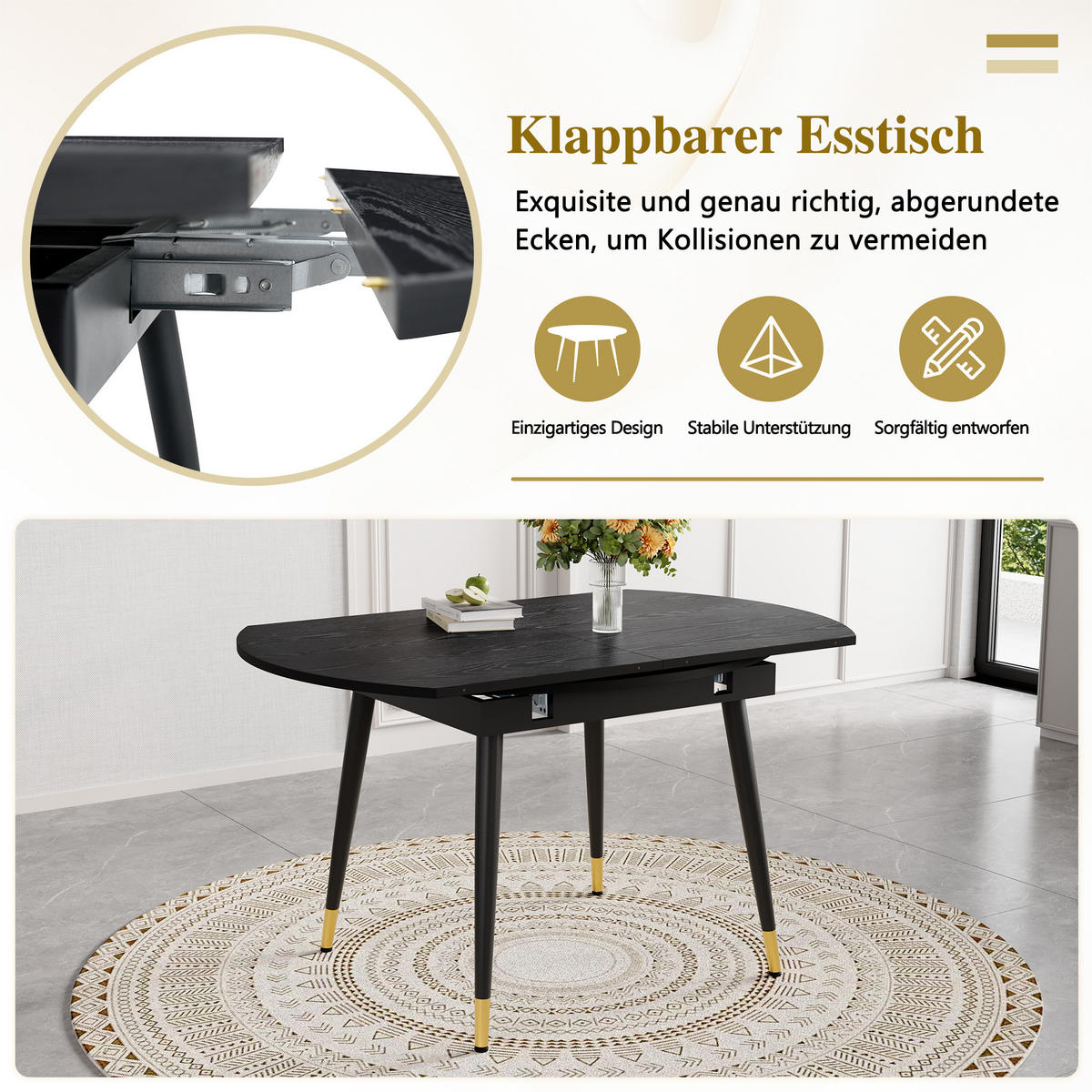 AUSZIEHTISCH Schwarz 135/85/77 cm - Schwarz, Holz (85/135/77cm) - PANGIVO