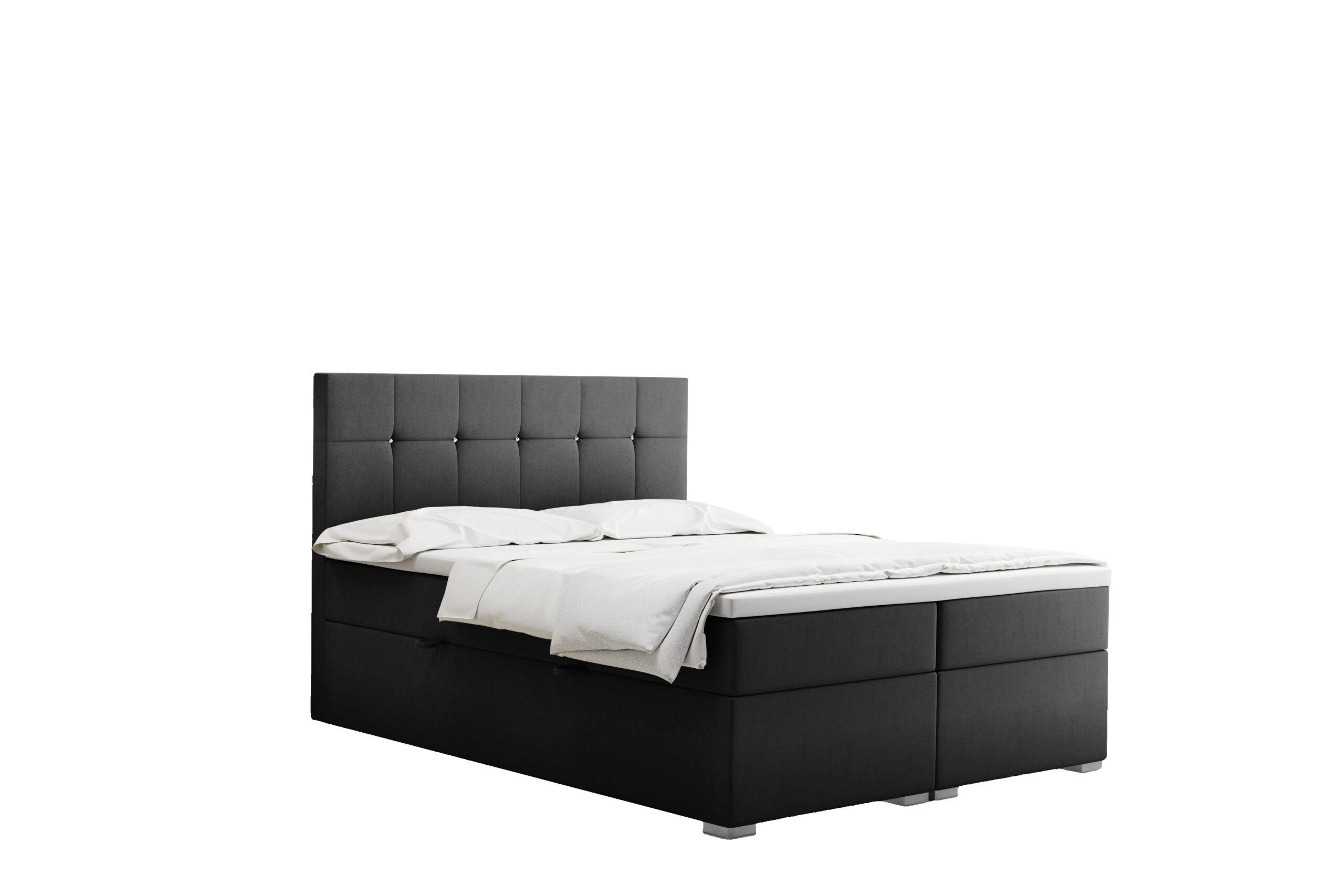 BOXBETT Mit Matratze Und Bettkasten LINDT Stoff Velvet 180x200 cm Dunkelgrau H2-Pocket - Dunkelgrau, Holz/Holzwerkstoff (180/200cm) - Kaiser Möbel