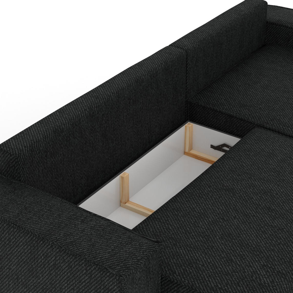 ECKSOFA TAURI mit Schlaffunktion Schwarz im Neve Stoff - Schwarz, Holz/Holzwerkstoff (294/185cm) - AltaBeds