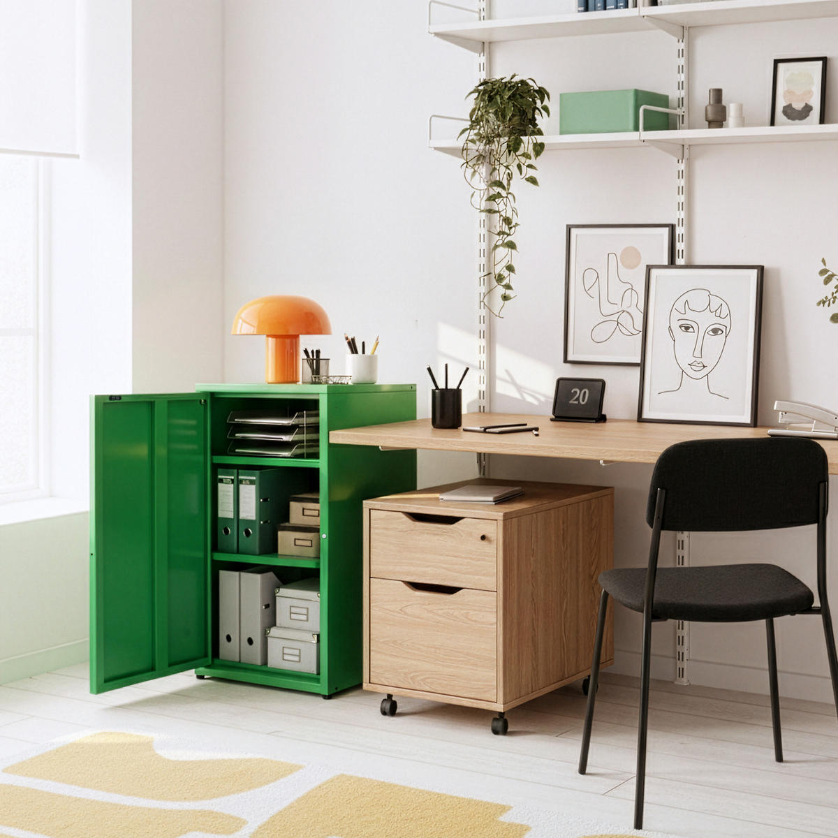 AKTENSCHRANK Burlöv - Grün, Metall (40/88/35cm) - [en.casa]
