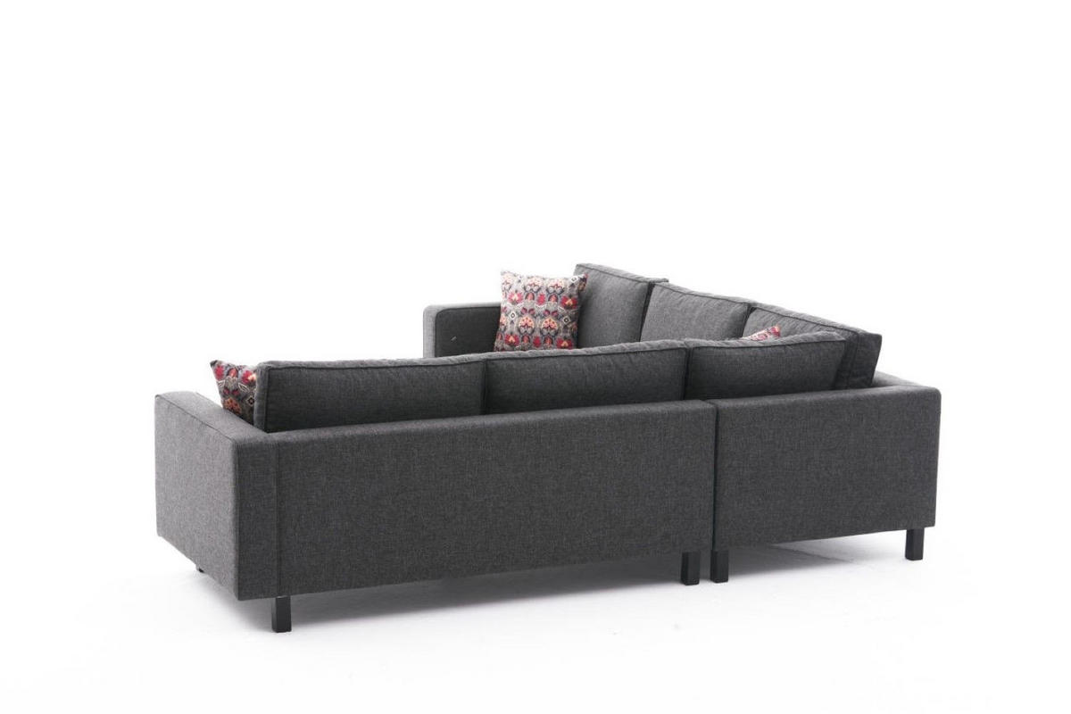 ECKSOFA schlichte Eleganz, lose Rückenkissen - Anthrazit/Schwarz, Holz/Buchenholz (258/258cm) - myHomelando