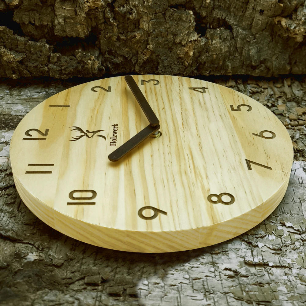 WANDUHR Holz Designer WEILBURG Loft Wand Uhr, beige - Beige/Braun, Holz (25/25/2.2cm) - Holzwerk