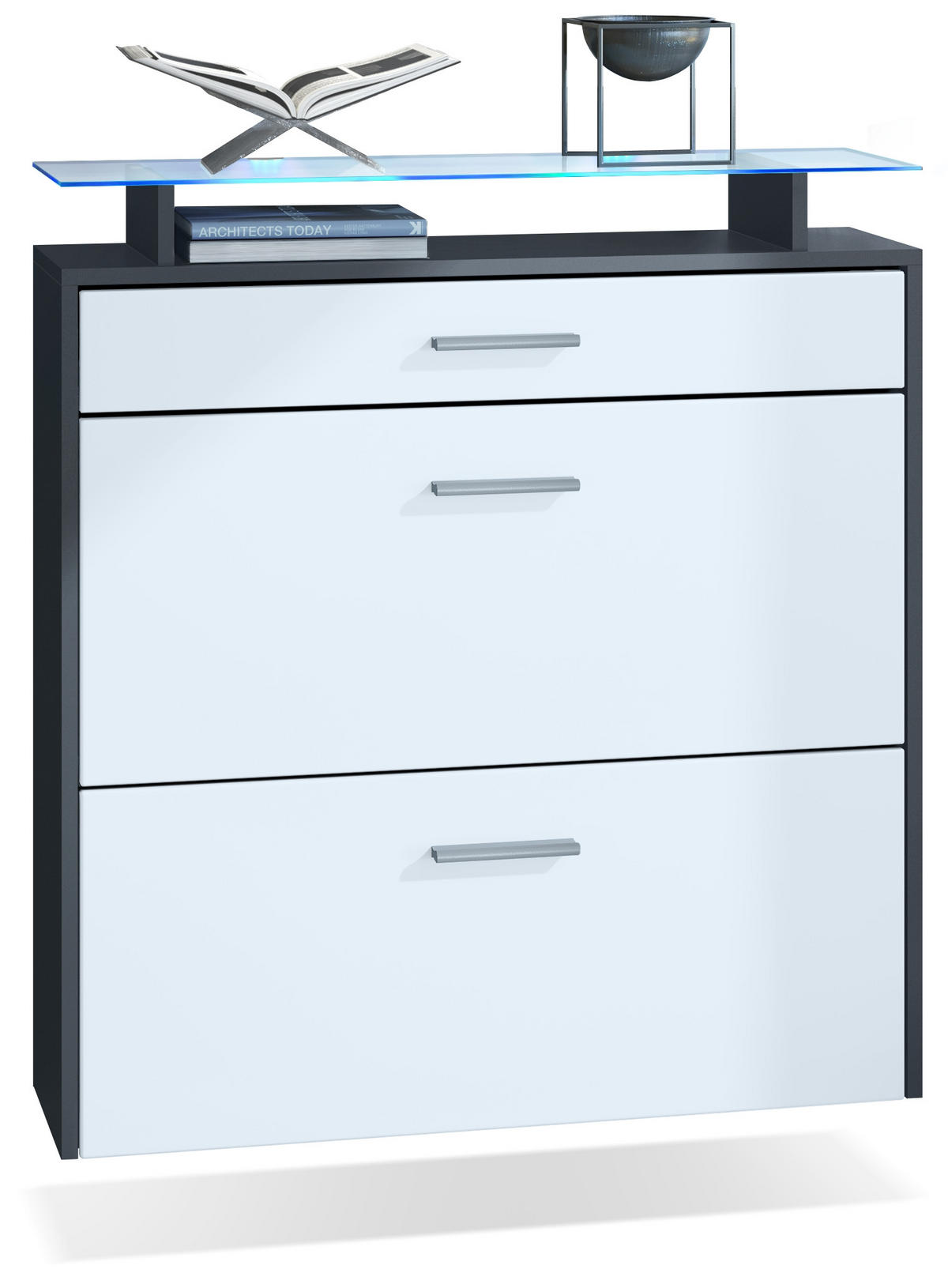 SCHUHSCHRANK Malea Fronten in Weiß matt - Weiß, Holzwerkstoff (89/96/23cm) - Vladon