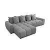 ECKSOFA Bubble mit losen Rückenkissen und Sitzfläche in Bubble-Optik aus weichem Grau Strukturstoff mit schöner Sitzkomfort - Ottomane links - Schwarz/Grau, Holz/Kunststoff (180/306cm) - S-Style Möbel