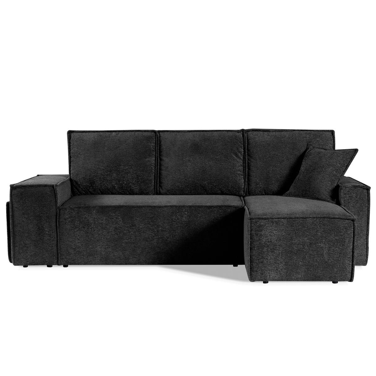 ECKSCHLAFSOFA Colby mit Schlaffunktion und zwei Hockern, universeller Ottomane, Anthrazit - Anthrazit, Textil (265/155cm) - Beautysofa