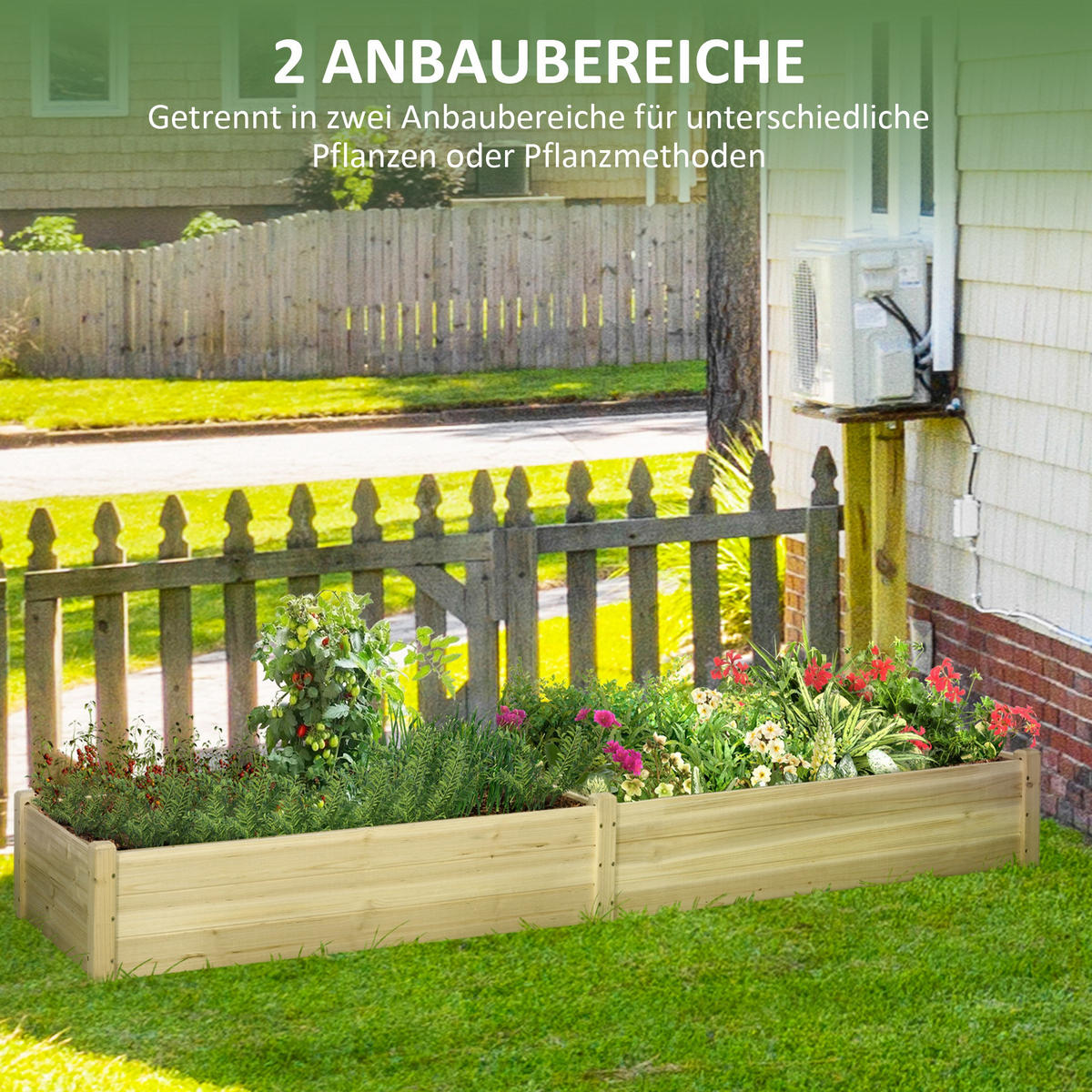 GARTENBEET, Naturfarben - Naturfarben, Holz (61.5/27/244cm) - Outsunny