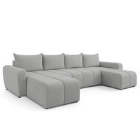 WOHNLANDSCHAFT Ferrande Hellgrau 318/149/91 cm mit Bettkasten Schlaffunktion Komfort - Hellgrau/Schwarz, Kunststoff/Textil (318/91/149cm) - AX Living