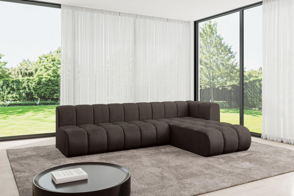 ECKSOFA modulares Sofa Darnel-L2 - 296x177x70 cm Braun - Braun, Holzwerkstoff/Textil (296/177cm) - ALTDECOR
