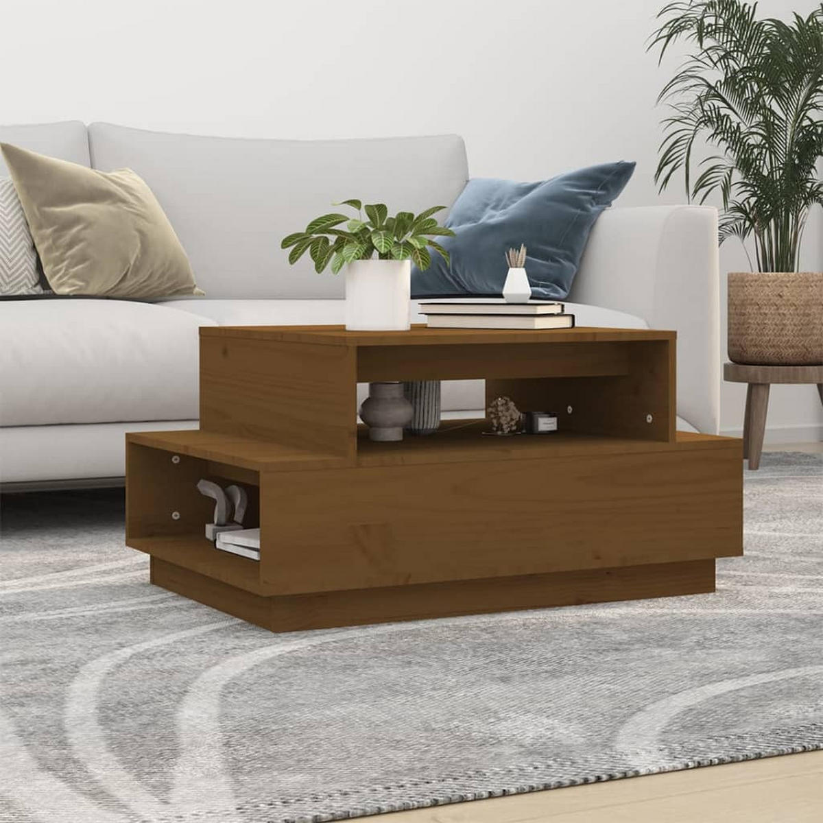 COUCHTISCH Honigbraun 80x55x40,5 cm Massivholz Kiefer - Braun, Holz (80/55/40.5cm) - furnicato