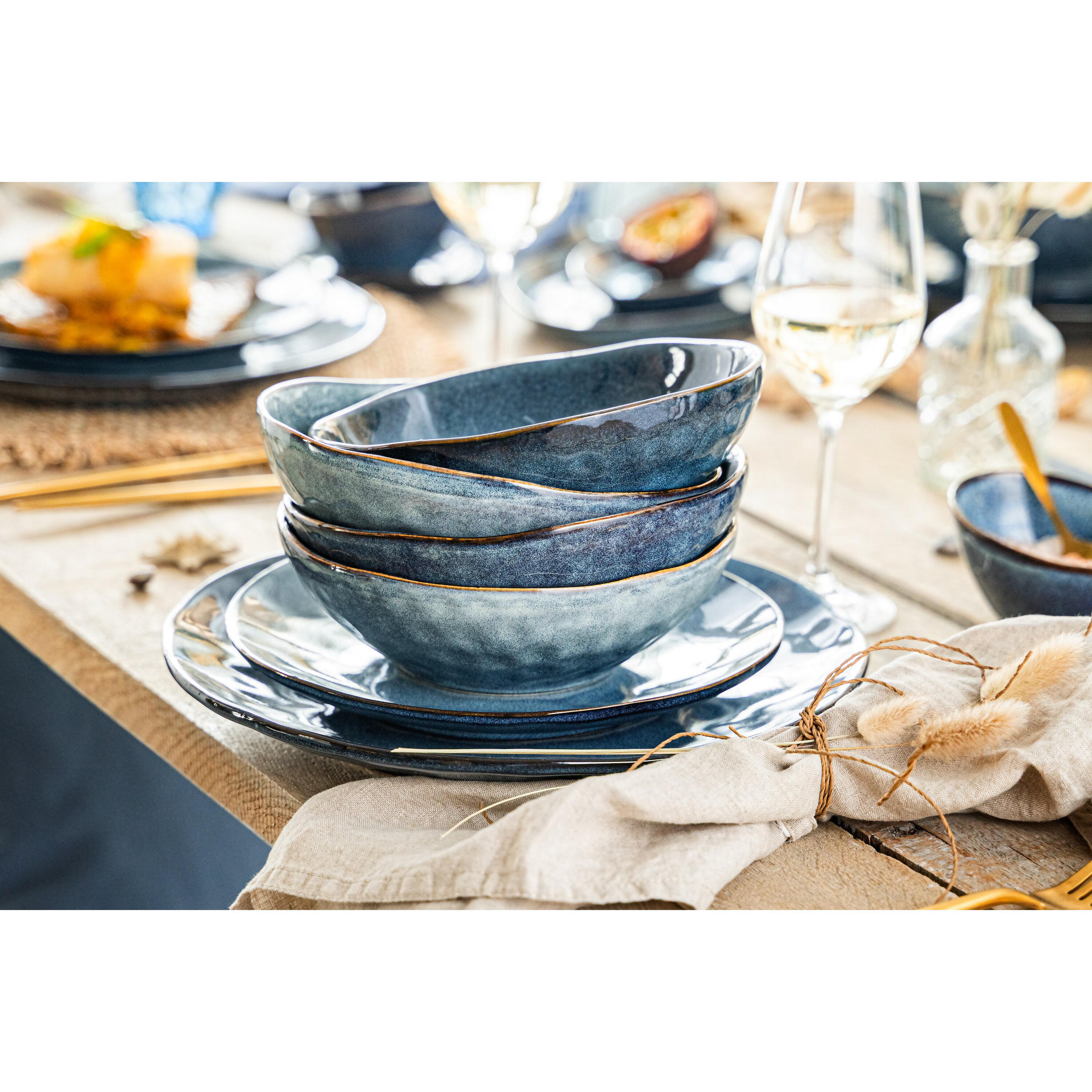 SCHALEN SET DARWIN - 4 teilig aus Steingut - Blau, Keramik (18cm) - Sänger