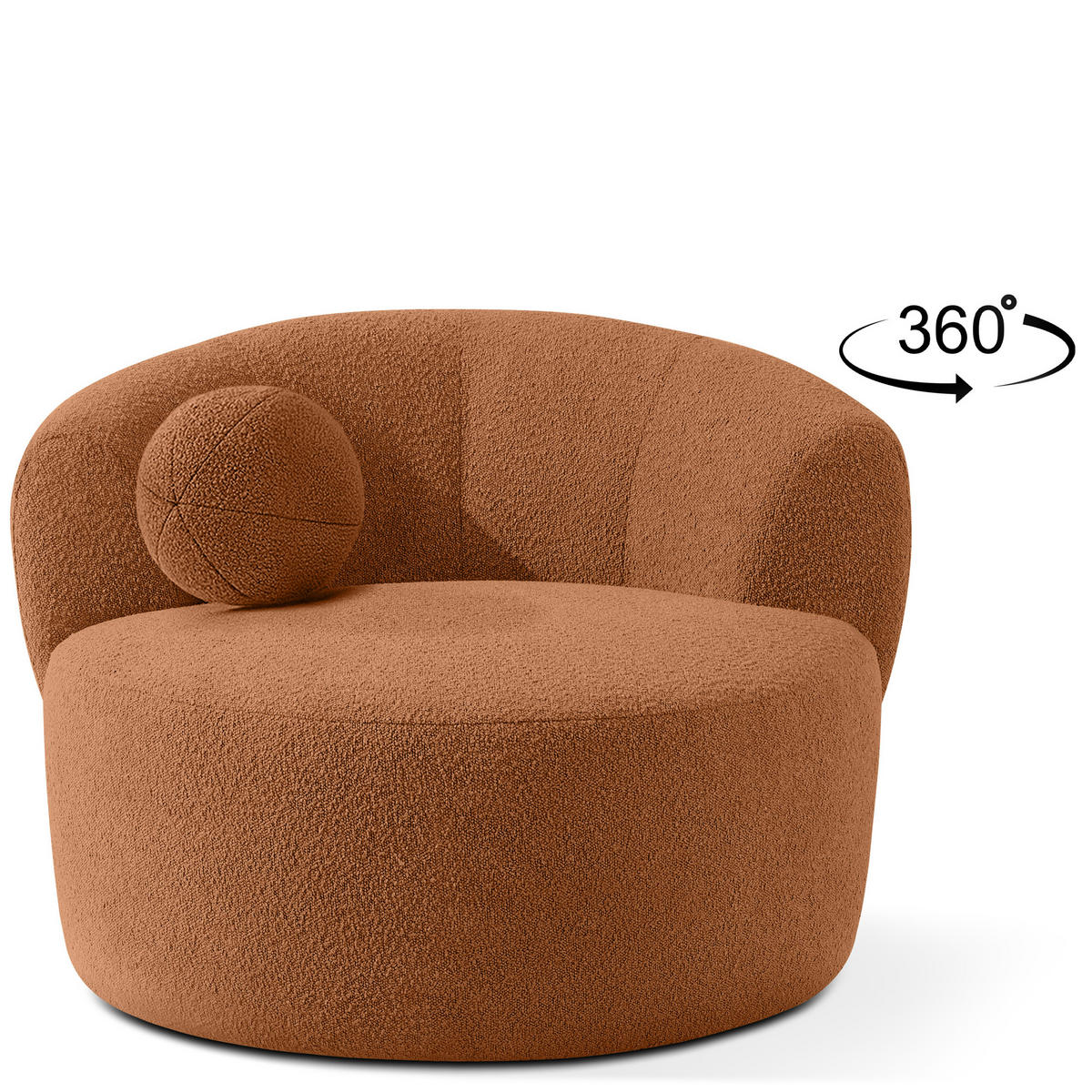DREHSESSEL VIRA, Rost, Bouclé - Rotbraun/Schwarz, Holz/Holzwerkstoff (105/76/100cm) - KONSIMO®